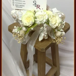 Natural and synthetic white rose flower bracelet دستبند تلفیقی گل سفید رز طبیعی و مصنوعی 1