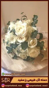 دسته گل طبیعی رز سفید Natural bouquet of white roses 43