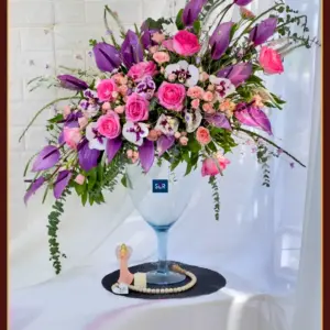 باکس گل شیشه ای آنتوریوم Anthurium glass flower box