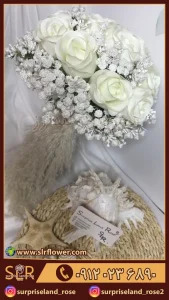 دسته گل مصنوعی رز سفید artificial bouquet of white roses 2