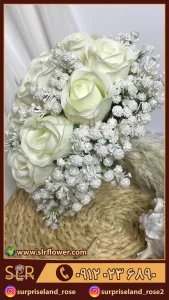 دسته گل مصنوعی رز سفید artificial bouquet of white roses 2 2