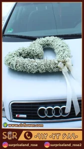 دیزاین گل ماشین عروس طرح قلب Flower design of the bride's car with a heart design 12