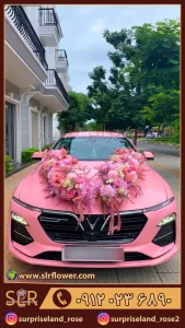 دیزاین گل ماشین عروس طرح قلب Flower design of the bride's car with a heart design 134569