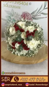 3 bridal red and white rose bouquet دسته گل طبیعی رز سفید و قرمز عروس89