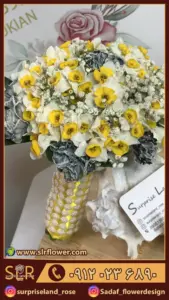 دسته گل میخک و نرگس طبیعی عروس Bride's natural carnation and narcissus bouquet 23