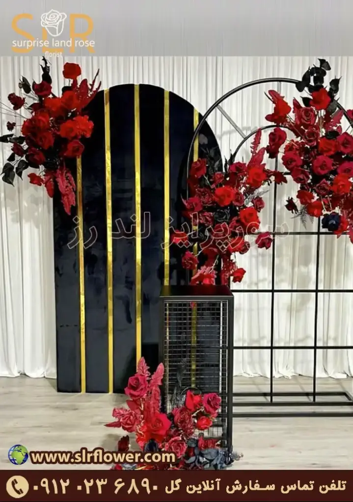 - خدمات دیزاین جایگاه مجالس نامزدی و بله برون - Wedding Flower Arrangement design stages
